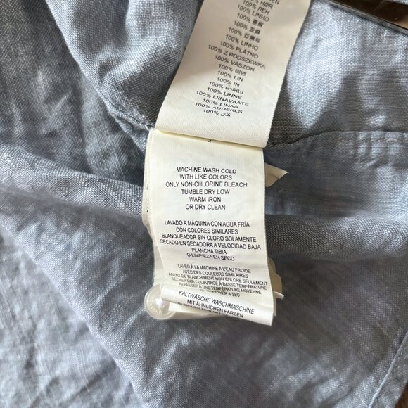Michael Kors Linen Light Blue Button Down Shirt Mens Medium Preppy Vacation - Picture 15 of 16